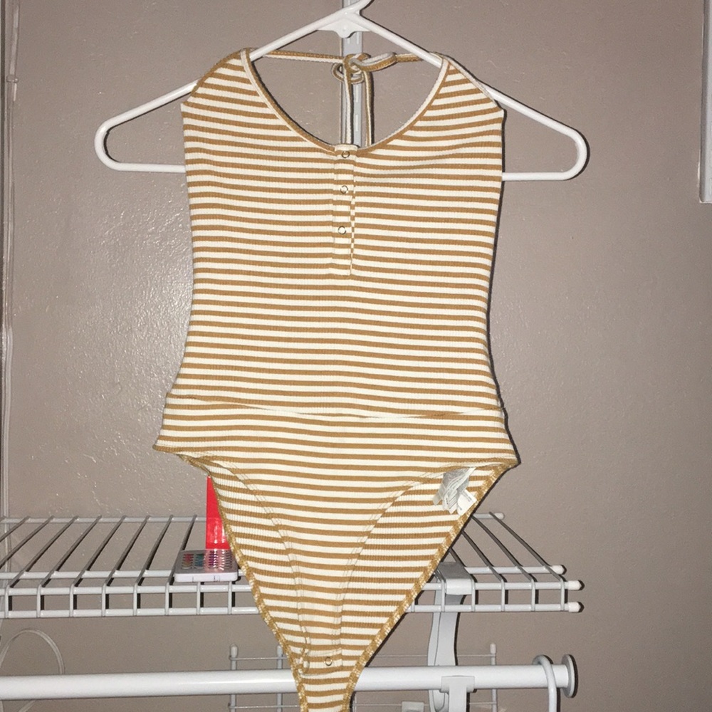 Mustard yellow and white stripped